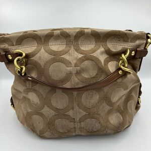 Coach: Brown Canvas Shoulder Bag